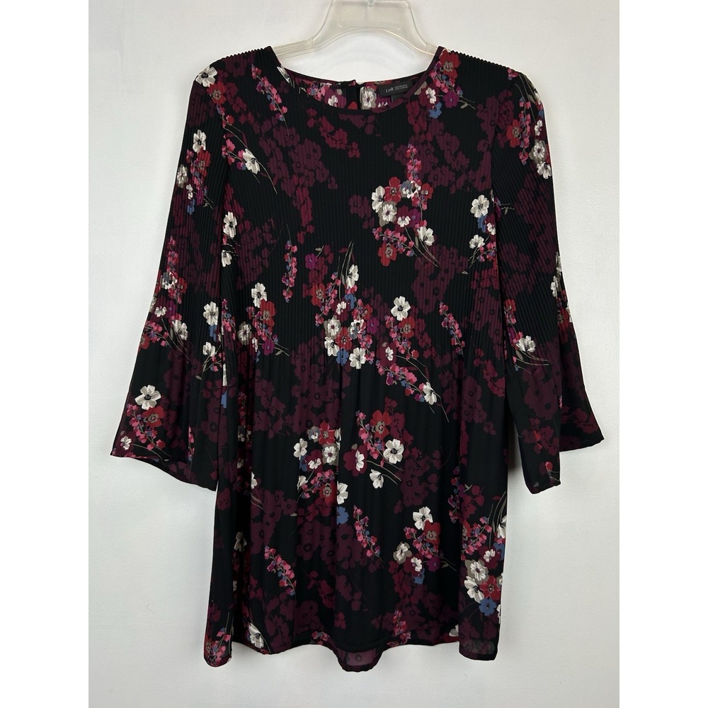 J Jill  Wearever Collection Top XS Tunic Multicolor Floral Print Blouse Shirt